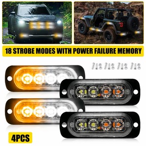 AUXITO 4PCS 4LED Feux de Grille Clignotants Stroboscopiques Blanc Ambre pour Camion 12W - Product Image 4