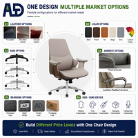 Chaise de bureau de direction ergonomique de luxe moderne à dossier haut en cuir véritable avec base pivotante