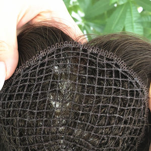 Topper de Cabello para Red de Pesca, Hecho a Mano, 100% Cabello Humano, Calidad Superior, Topper Lujoso de 16 Pulgadas, Estilo de Cabello Negro Marrón Oscuro - Product Image 2