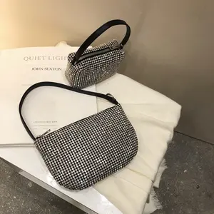 Großhandel leinwand handtasche crossbody sling tasche-Großhandel Mode Damen Diamant Handtasche Luxus Bling Frauen tasche Einkaufstasche für Frau