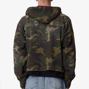 Men's Camouflage Hooded Canvas <b>Jacket</b> Casual Loose Fit Button Closure Autumn Wear OEM ODM Customized - Product Image 3