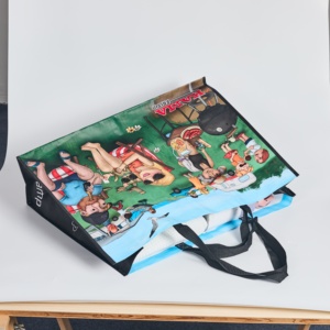 Quá khổ gấp PP dệt tái sử dụng tái chế Túi tote tùy chỉnh mô hình hoạt hình không dệt xử lý tùy chỉnh màu sắc logo cho - Product Image 5