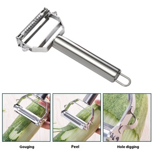 มีดปอกเปลือกสแตนเลสสองหัว อุปกรณ์ครัวสำหรับขูดมันฝรั่ง แตงกวา ผลไม้และผักอื่นๆ - Product Image 3