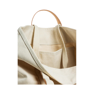 Grand fourre-tout Est-Ouest Toile de Coton Lavable Non Teinte Non Blanchie Fermeture à Glissière Deux Poignées pour Transporter l'Épicerie un Week-end pour - Product Image 4