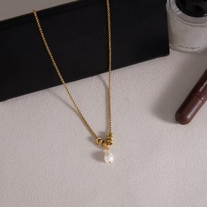 Collier pendentif J&D Jewelry <span class=keywords><strong>en</strong></span> or 18 carats et acier inoxydable avec perles d'eau douce véritables et perles métalliques pour femmes, cadeau élégant - Product Image 5