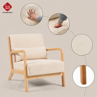 Fauteuils d'appoint modernes rembourrés pour lecture et détente, style farmhouse, en bois massif et tissu