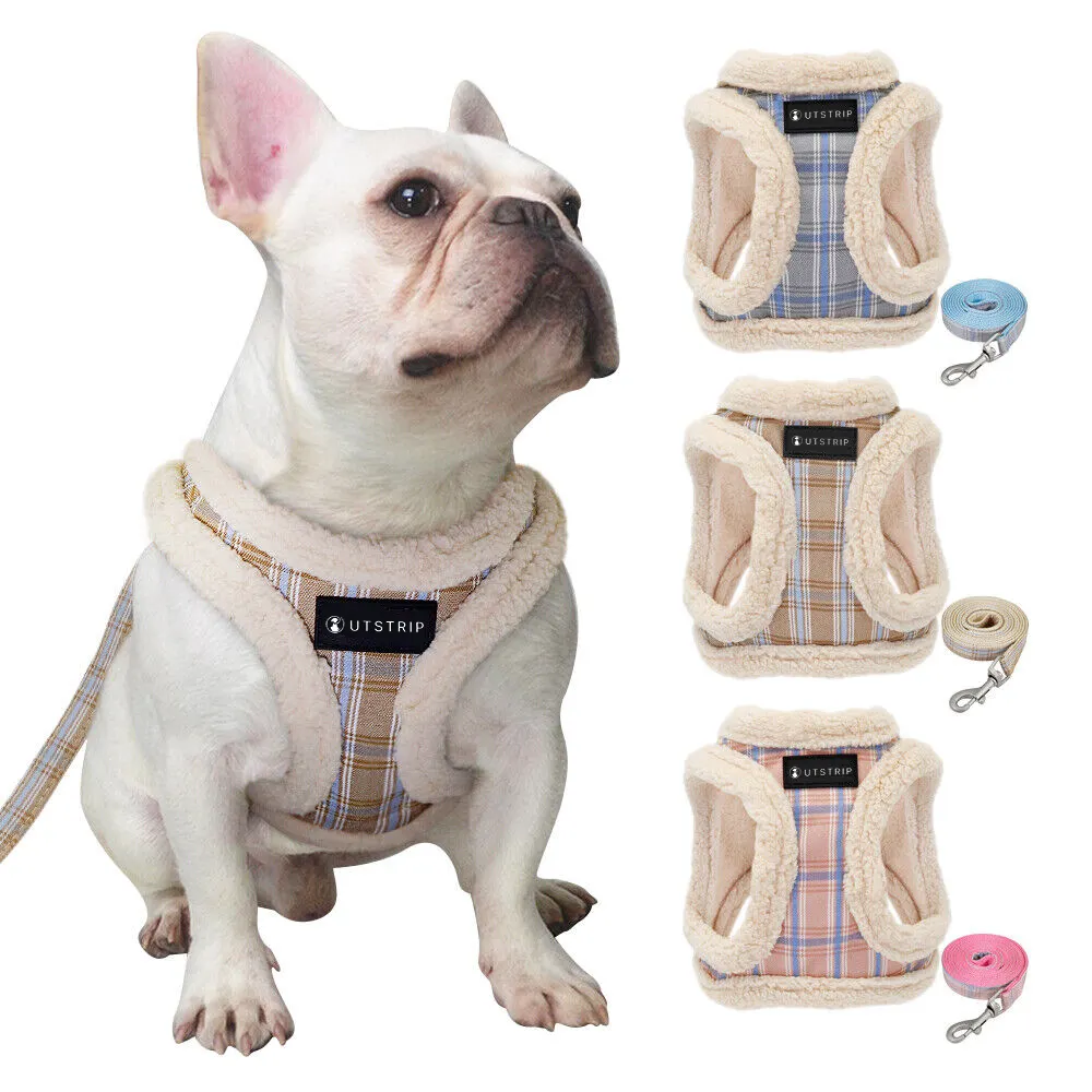 Fournitures pour animaux de compagnie Harnais chaud pour chien avec laisse Ensemble veste pour chiot en polaire douce Gilet pour bouledogue français