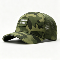 Gorra de Golf de Alto Rendimiento con Logotipo Personalizado, Corte Láser, Estampado de Camuflaje, Transpirable, Deportiva, con Parche de Goma, Impermeable y de Secado Rápido