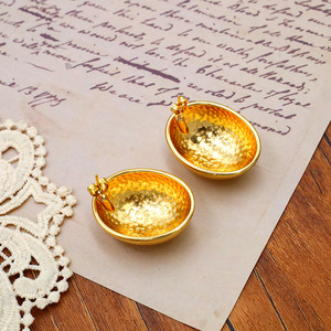 European American Style Gold Plated <b>Stud</b> Earrings Round Geometric <b>Titanium</b> Steel Unisex Fashion Jewelry - Product Image 2