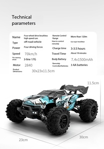Voitures télécommandées électriques tout-terrain <span class=keywords><strong>KidsToys</strong></span> 70 km/h, 4 roues motrices, 2,4 GHz, haute vitesse, moteur brushless, vente directe usine, camion jouet rapide - Product Image 5