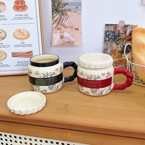 Tasse en céramique de style chinois, design élégant, pour l'eau, pour la maison, pour couple, pour le bureau, tasse à café avec poignée ergonomique - Product Image 3