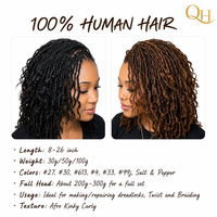 # 30g, un paquet, cheveux indiens afro crépus de luxe, 100% cheveux humains pour dreadlocks et tresses au crochet