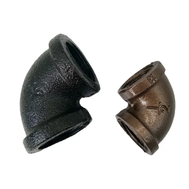 black metal gas pipe fittings reducer 90 degree elbow