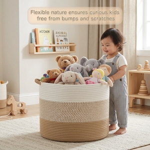 Wholesale 70L Extra Large Cotton Rope Laundry <strong>Basket</strong> Eco-Friendly Woven Storage <strong>Hamper</strong> <strong>for</strong> Nursery Toys Blankets Organizer - Product Image 2