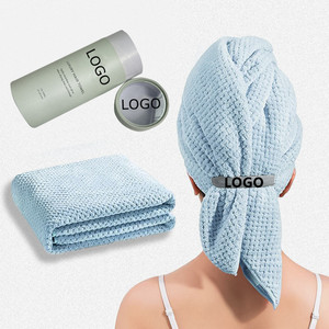 Asciugamano per Capelli in Microfibra Grande con Logo Personalizzato, Morbido e ad Asciugatura Rapida con Fascia Elastica, Turbante per Capelli Bagnati - Product Image 2