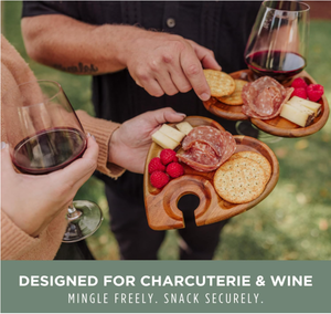Heart Shaped Acacia Wood Charcuterie Board with Wine Glass Holder, Portable <b>Snack</b> <b>Tray</b> for Wedding & Parties - Product Image 2