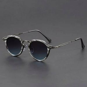 Lunettes de soleil rondes en métal vintage 2025 pour hommes, monture petite, style punk, protection UV400, avec logo personnalisé, idéales pour la conduite - Product Image 2