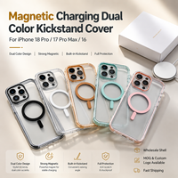 Étui de protection transparent en TPU+PC avec support magnétique pour 18 Pro/18 Pro Max/17/16/15, cadre de caméra bicolore, étuis pour téléphones portables
