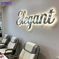 Enseigne personnalisée en acier inoxydable avec rétroéclairage LED, enseigne murale avec logo d'entreprise illuminé par halo pour la décoration de bureau, de boutique ou de commerce