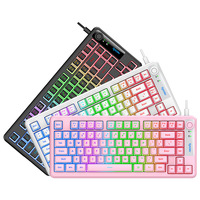 Teclado para Juegos con Cable RAIKU K75 de 81 Teclas, Teclas Pudding de Doble Inyección, Perilla de Volumen de Aluminio, Cable Desmontable Tipo C para PC y Laptop