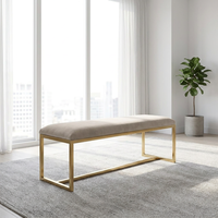 Tabouret-banc moderne, écologique, portable, multifonctionnel, avec base en acier tubulaire et structure en bois massif, pour la maison, le balcon ou la chambre.