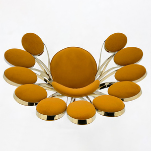 Ingresso nella hall design di lusso sedia trono <span class=keywords><strong>pavone</strong></span> sedia in acciaio inossidabile metallo marrone velluto sherpa <span class=keywords><strong>pavone</strong></span> - Product Image 5