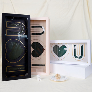 Folded I Love U MOM Flower Box Cardboard I Love You Box For Girlfriend Day