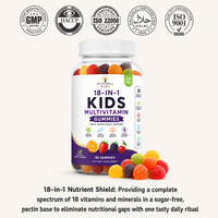 Gommes multivitaminées pour enfants 18-en-1 Calcium Magnésium Zinc Sans sucre Soutien immunitaire Nutrition complète Végétalien