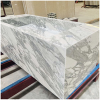 Évier intégré en marbre blanc Arabescato italien, vasque rectangulaire en pierre massif pour projet de salle de bain de villa ou d'hôtel