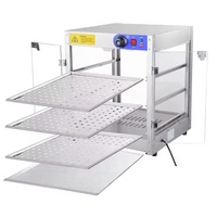 Vitrine chauffante commerciale à 2 ou 3 niveaux, 800W, avec éclairage, capacité 150L, en plastique de qualité alimentaire
