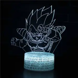 만화 그림 일곱 아들 Goku Led 3D 환상 밤 램프 터치 컨트롤 자료