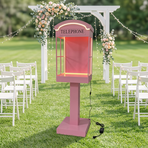 LEDA Hot Pink Led Telephone Booth Photo Booth <b>Wedding</b> Backdrop Romantic Bridal Shower <b>Prop</b> <b>Wedding</b> Party Reception Event Decor - Product Image 1
