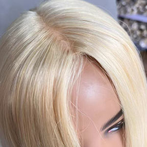 613 Blonde 100% vrais cheveux humains postiche pour femmes avec matériau de Base en soie cuticule vierge alignée 4x5 5x6 haut en soie cheveux Topper - Product Image 3