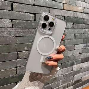 Pour Apple 16ProMax luxe Ultra-mince IPhone15 étui de téléphone portable 14 Transparent non jaune 13 <span class=keywords><strong>coque</strong></span> dure PC poignée de téléphone magnétique - Product Image 3