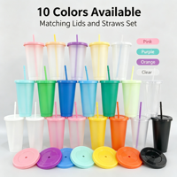 200 pièces/carton Gobelet à paille 24oz 710ml en PP de qualité alimentaire, gobelet rigide à paroi simple en plastique, pour café, jus, bubble tea, avec couvercles réutilisables