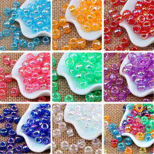 Acrylic Barrel <b>Beads</b> 6x9mm Transparent Ab Color Large Hole <b>Loose</b> <b>Beads</b> For Children Bracelet And Braided Hair Ornaments - Product Image 1