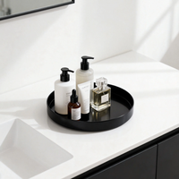 Plateau rond en plastique noir moderne, durable, à bords lisses, avec logo personnalisé, idéal pour salon, entrée, coiffeuse, clés et pièces de monnaie – Offre Spéciale