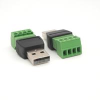 Adaptador USB 2.0 Macho a Hembra Verde con Terminales de Conexión Rápida y Conector Fijo con Tornillos para Carga de Datos de Teléfonos Móviles y Computadoras