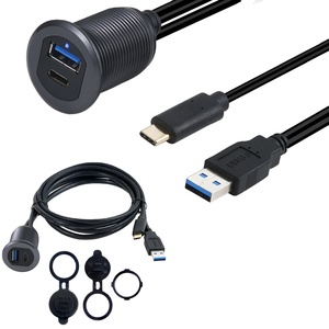 USB 3.0 Loại C tuôn ra gắn kết cáp mở rộng cho xe Bảng điều khiển Bảng điều khiển gắn kết dẫn ánh sáng tinh khiết Đồng bện che chắn cho máy tính sử dụng - Product Image 1