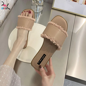 Sandalias de Mujer con Hebilla Metálica y Forro de Piel, Diseño Plano, Ligeras, Estilo Deslizante, Tendencia de Moda Verano 2021 - Product Image 4