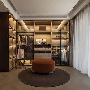 Classic Design Glass Door Armoire Closet High-end <b>White</b> Built in <b>Wardrobe</b> Storage Cabinet Walk in Dressing Room Closet System - Product Image 2