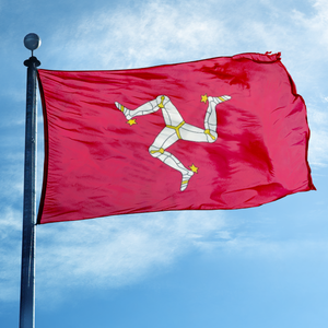 <span class=keywords><strong>Drapeau</strong></span> de l'île de <span class=keywords><strong>Man</strong></span> à trois branches de 3x5 pieds avec fond rouge, bannière en polyester double face - Product Image 1