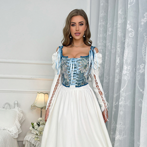 Robe corset de princesse médiévale pour femmes - Sous-vêtements pour femmes <span class=keywords><strong>Bustier</strong></span> haut épaules dénudées Imprimé floral Style vintage Palais - Product Image 6