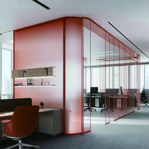 <span class=keywords><strong>Séparateur</strong></span> d'espace insonorisé en verre trempé givré avec design incurvé pour murs <span class=keywords><strong>de</strong></span> <span class=keywords><strong>bureau</strong></span> et d'école modulaires - Product Image 1