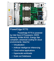 Serveur Rack R770 PowerEdge 2U, double socket Intel Xeon 6 6700, 8 To de RAM, GPU pris en charge, système d'entraînement IA pour centre de données