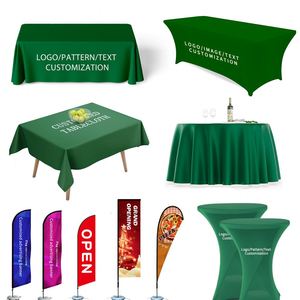 Service d'impression personnalisé, nappe ajustée en tissu coloré de 6 pieds, nappe extensible avec logo imprimé, nappe rectangulaire - Product Image 1