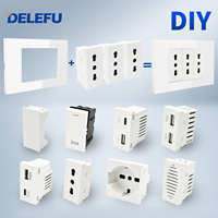 Prise murale modulaire DELEFU DIY avec modules USB-C et Schuko interchangeables 16A 250V pour usage domestique/bureau Blanc