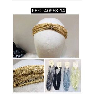 Bandeau à paillettes avec bande élastique pour femmes, couleur or, accessoire de cheveux élégant pour fête - Product Image 1