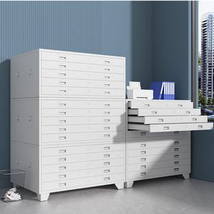 Armoire de rangement moderne A1 en métal pour cartes, 15 tiroirs, grandes roues d'organisation de dessin en papier pour bureau à domicile, sous-sol, hôpital - Product Image 6
