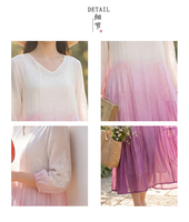Robes pour femmes de couleur blanche dégradée en violet, robes décontractées d'été grande taille, robes élégantes pour femmes, robes de vacances d'été, vente en gros